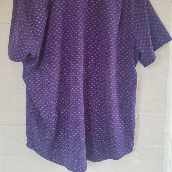 Report Collection Hyper Stretch Blue Geometric Print Shirt Men's Large - Picture 5 of 5